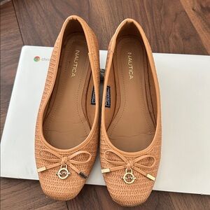 Nautica Women's Woven Tan Flats